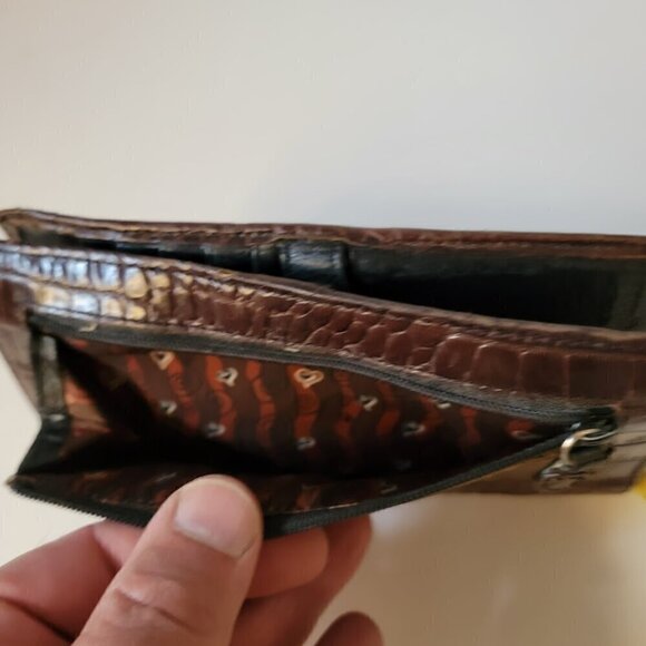 Brighton Dark Brown Leather Check Book Wallet Vintage - Picture 5 of 10